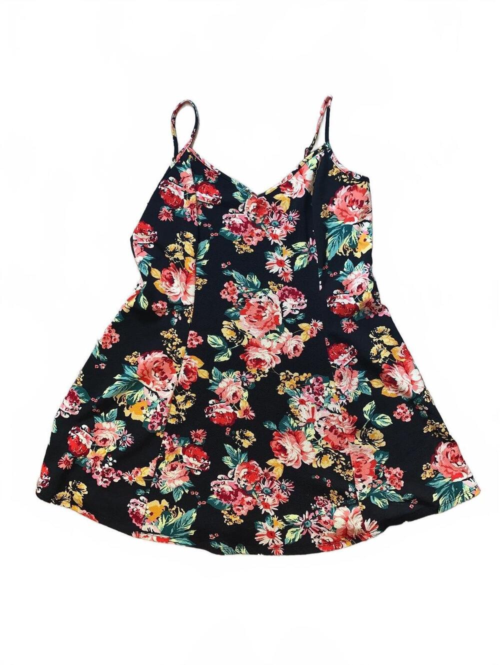 Ambiance Apparel Women's 3XL Floral Print Sleeveless Dress with Spaghetti Straps